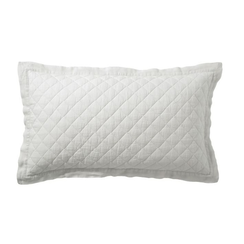Pottery barn Soft Gray Belgian Flax Linen Diamond Standard Sham, King